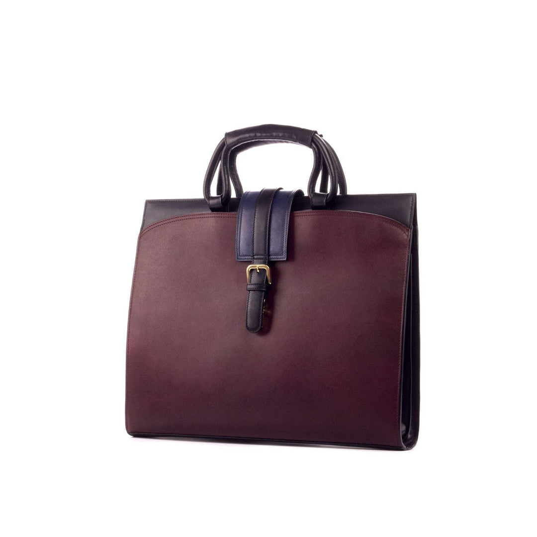 Briefcase Leather Burgundy Blue 3069 4- MERRIMIUM