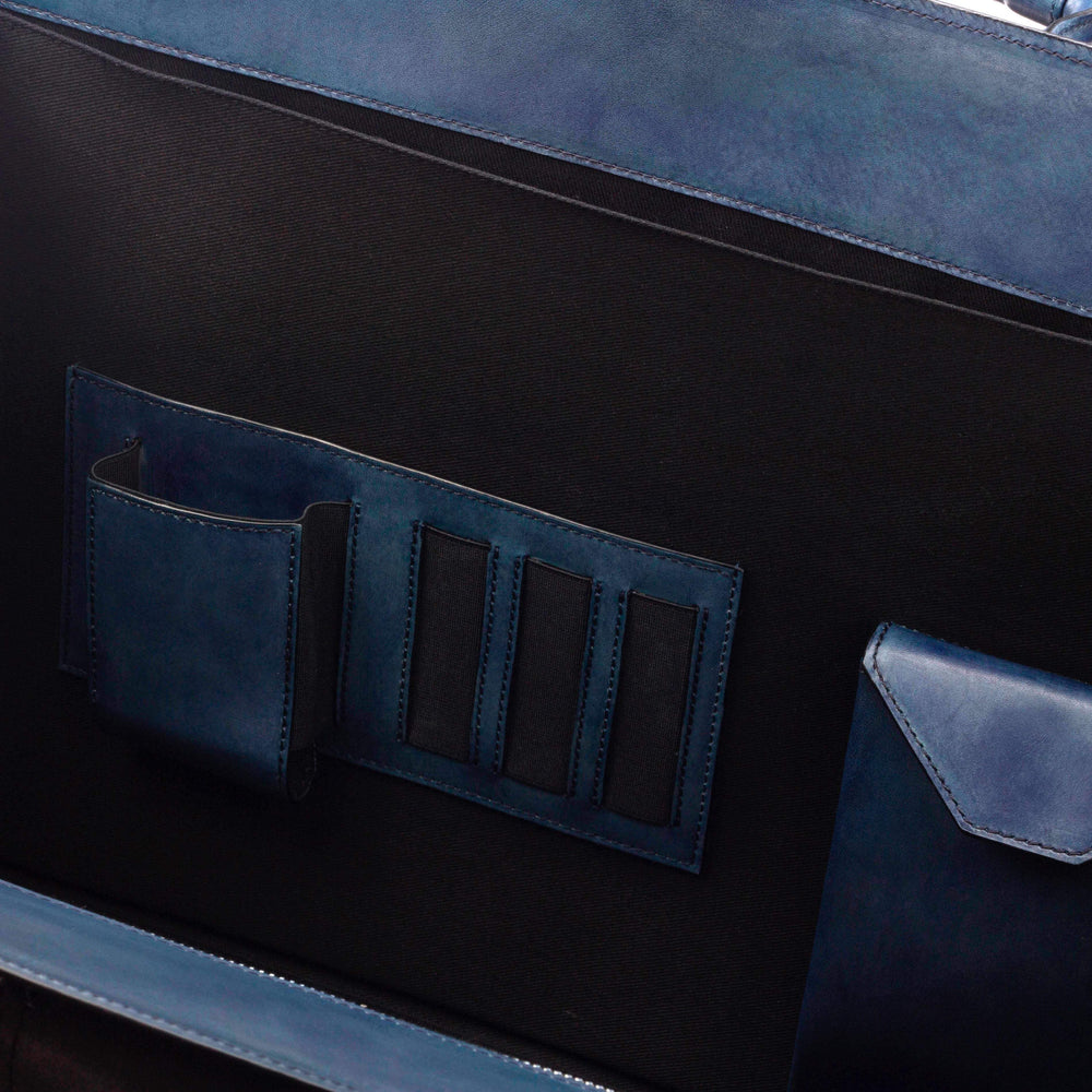Briefcase Leather Grey Blue 3147 2- MERRIMIUM