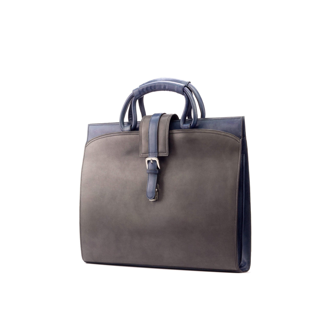 Briefcase Leather Grey Blue 3147 4- MERRIMIUM