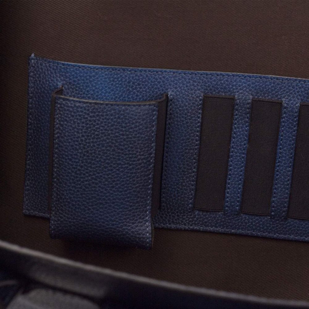 Briefcase Leather Grey Dark Brown 2877 2- MERRIMIUM