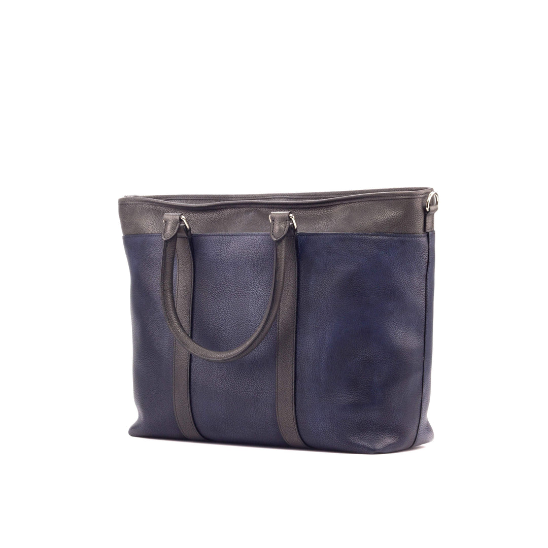 Casual Tote Bag Leather Grey Blue 3149 4- MERRIMIUM