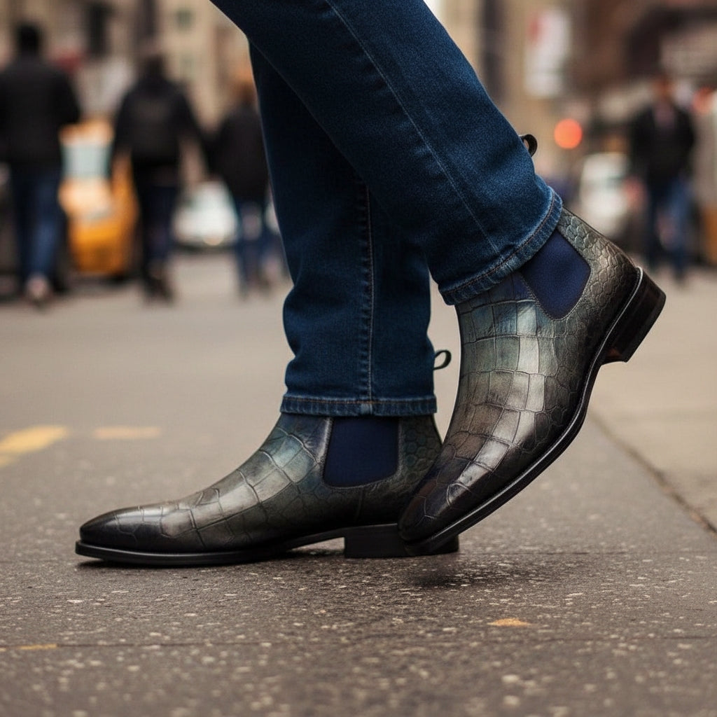 Men's Chelsea Boots Goodyear welt Patina Croc Pretoria Limited Edition