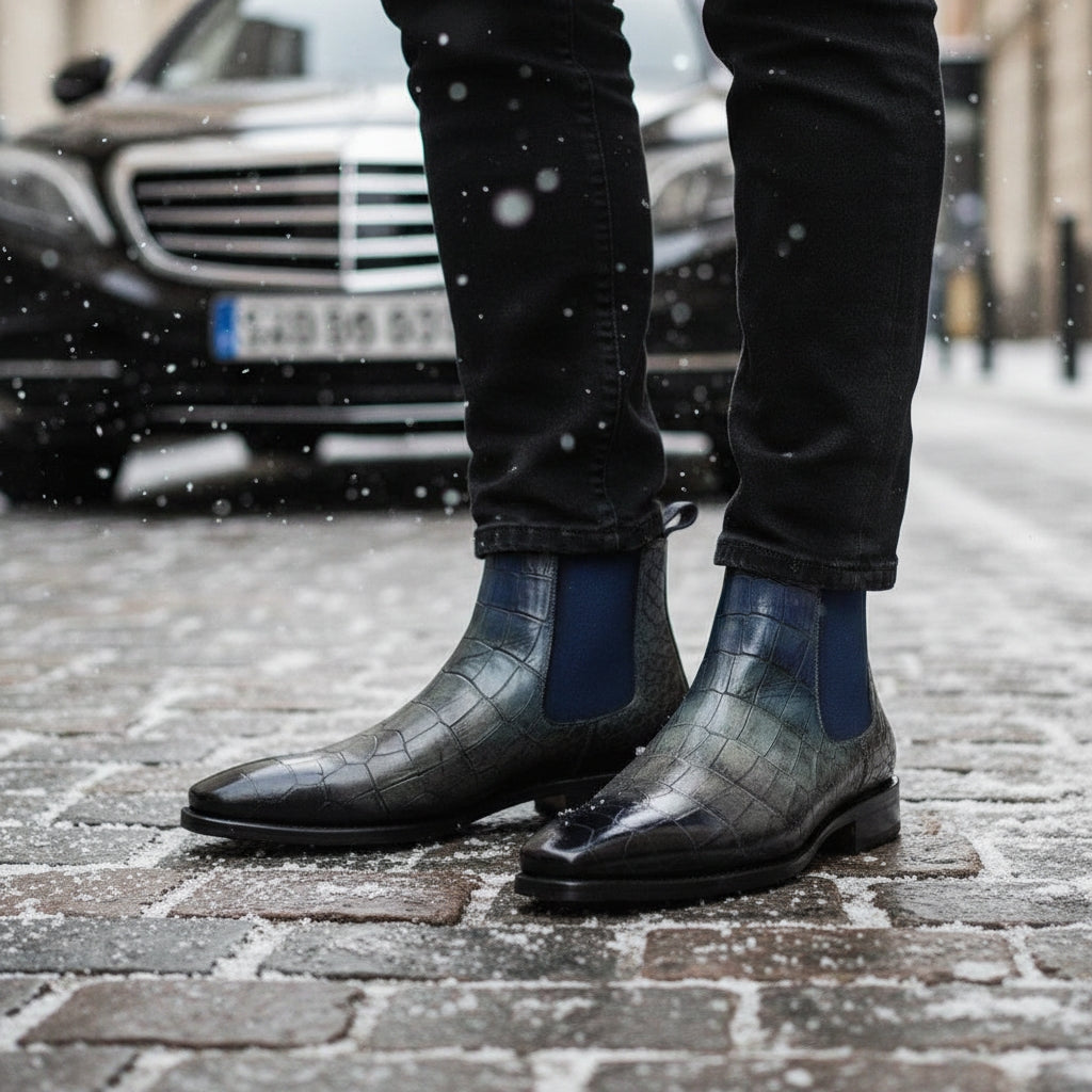 Men's Chelsea Boots Goodyear welt Patina Croc Pretoria Limited Edition