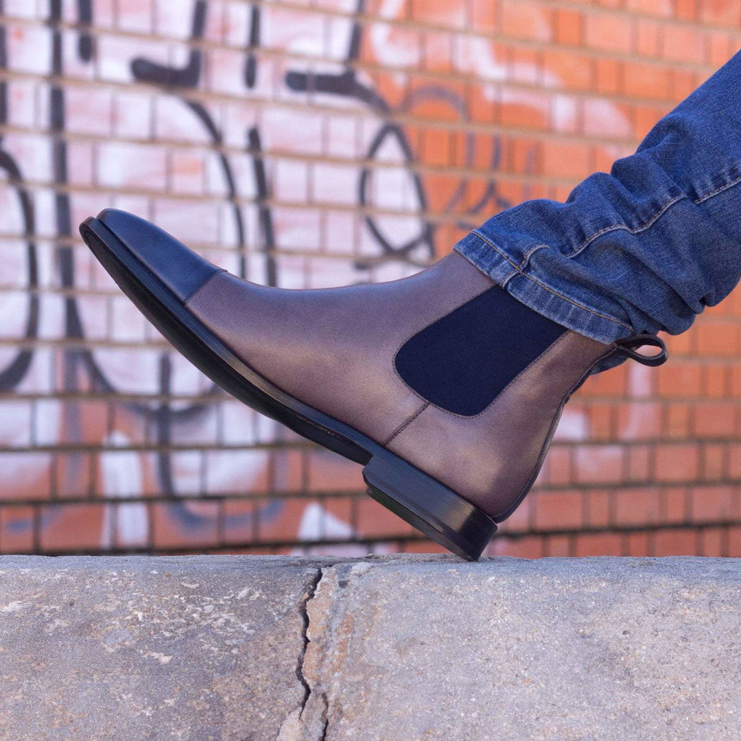 Chelsea Boot Classic-Painted Calf, Blue, Grey 1-MERRIMIUM-WS