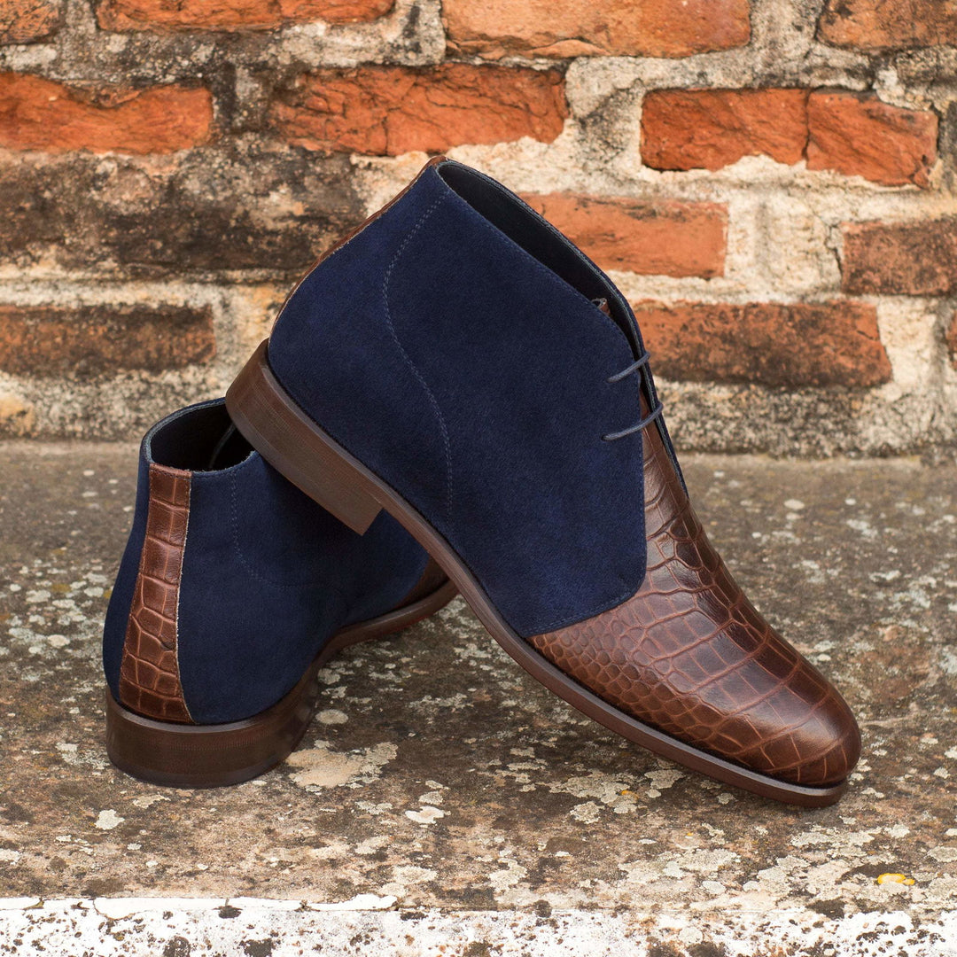 Chukka-Kid Suede, Painted Croco, Blue, Brown 1-MERRIMIUM-WS