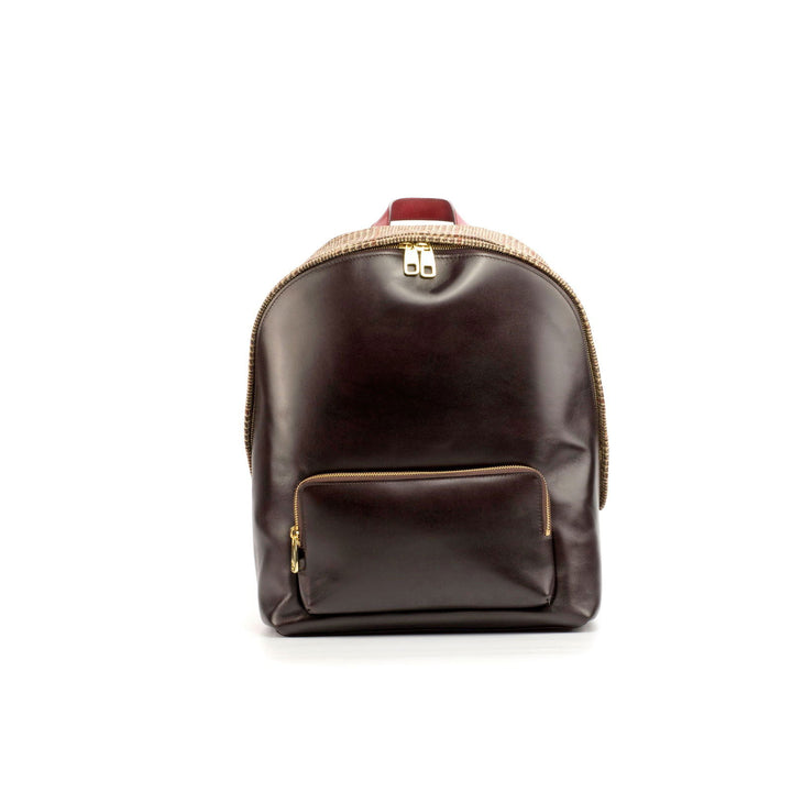Custom Backpack Bag Leather Brown Dark Brown 4469 - MERRIMIUM