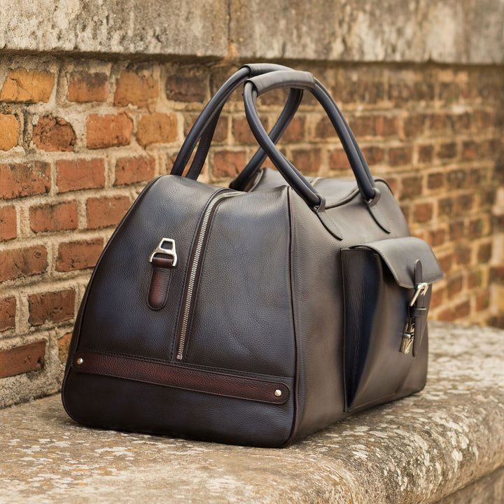Custom Travel Sport Duffle Bag Leather Burgundy Grey 5225 - MERRIMIUM