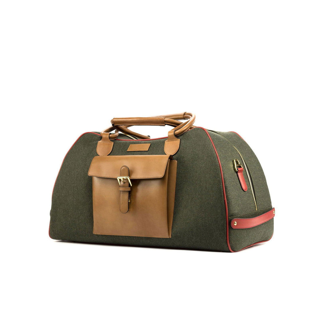 Custom Travel Sport Duffle Bag Leather Green Brown 4730 - MERRIMIUM