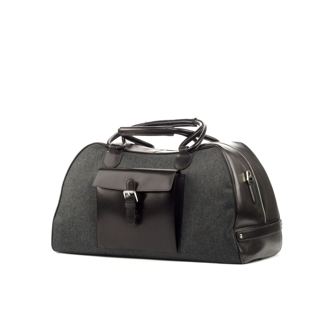 Custom Travel Sport Duffle Bag Leather Grey Black 4320 - MERRIMIUM