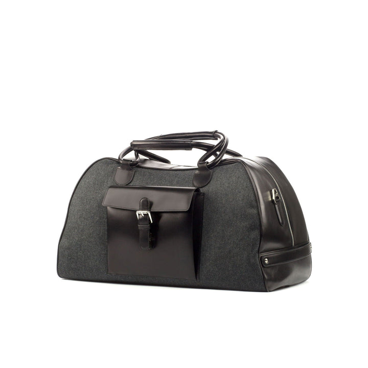 Custom Travel Sport Duffle Bag Leather Grey Black 4320 - MERRIMIUM
