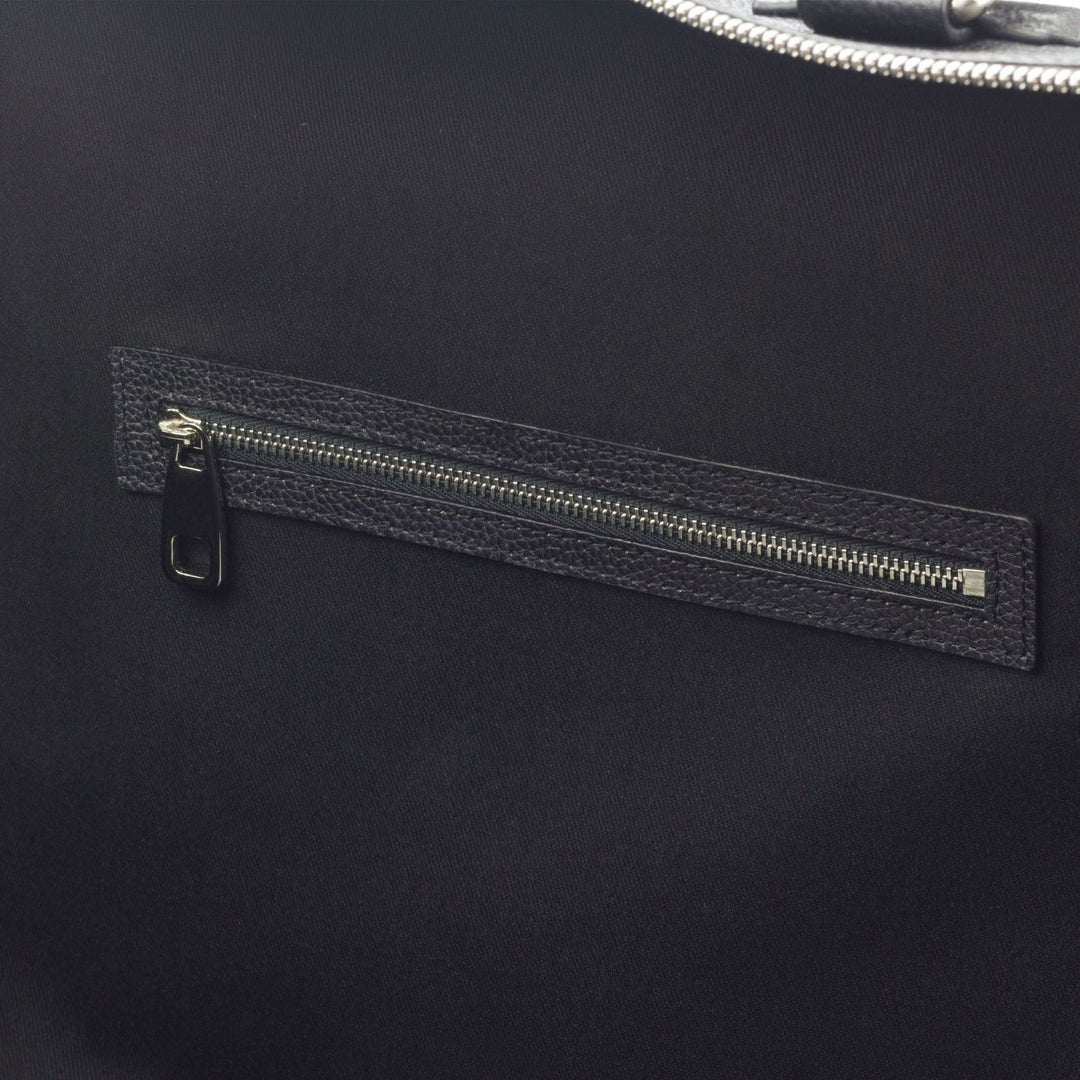 Custom Travel Tote Bag Leather Grey Black 2944 - MERRIMIUM