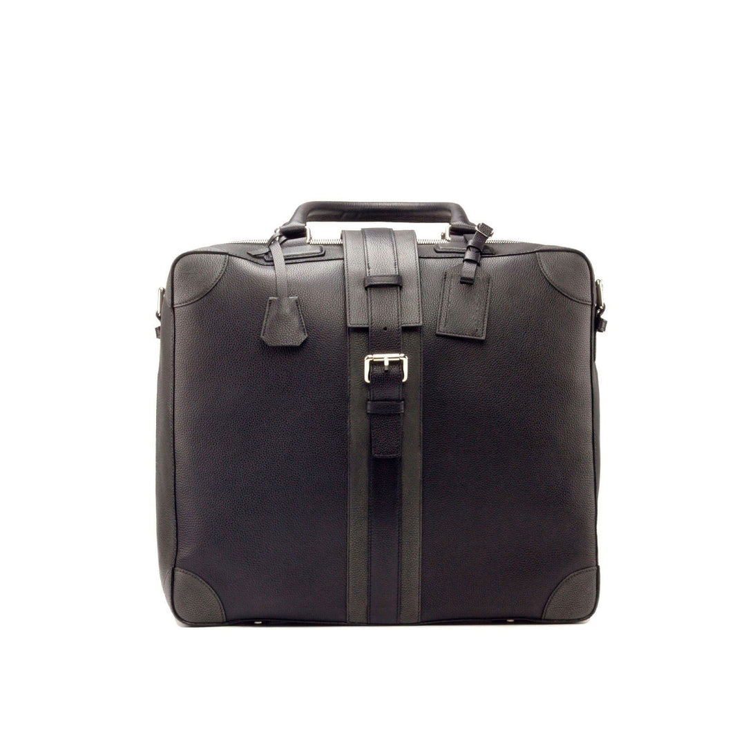 Custom Travel Tote Bag Leather Grey Black 2944 - MERRIMIUM