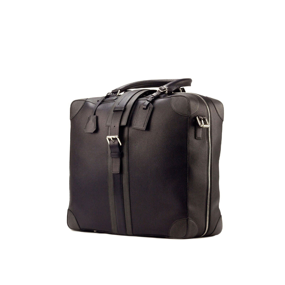 Custom Travel Tote Bag Leather Grey Black 2944 - MERRIMIUM