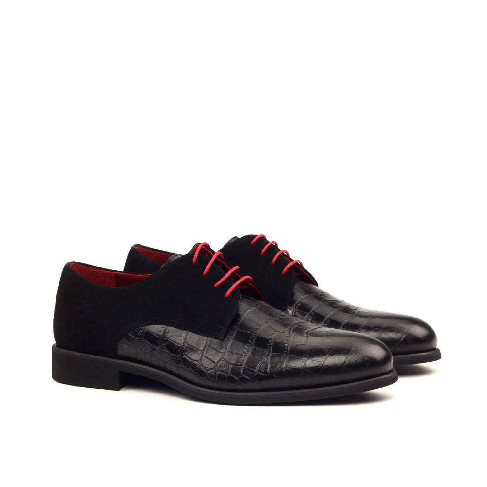 Derby-Kid Suede, Painted Croco, Black 2-MERRIMIUM-wholesale