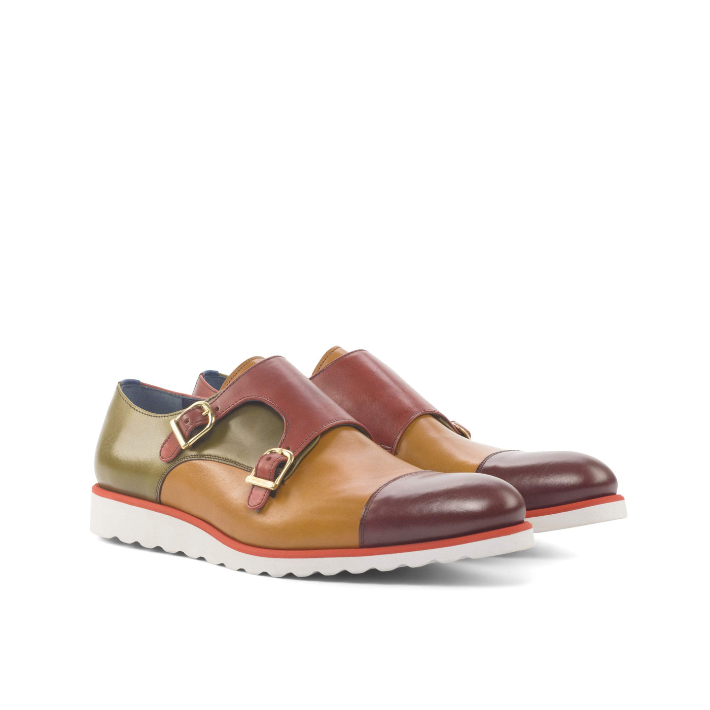 Double Monk-Painted Calf, Red, Green, Blue, Burgundy, Brown 3-MERRIMIUM