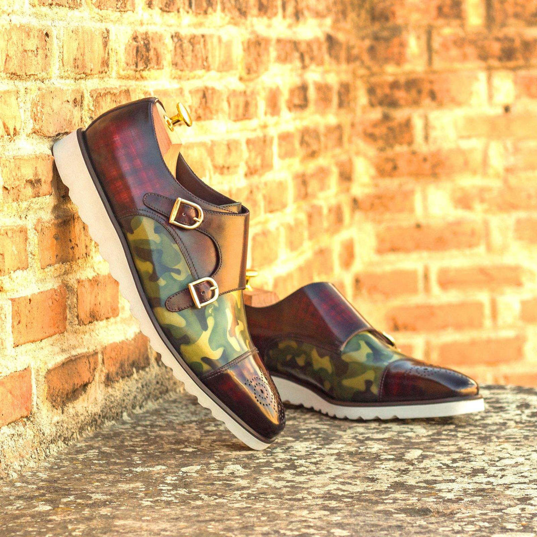 Double Monk-Camo Patina, Patina, Painted Croco, Green, Burgundy, Brown 1-MERRIMIUM-WS