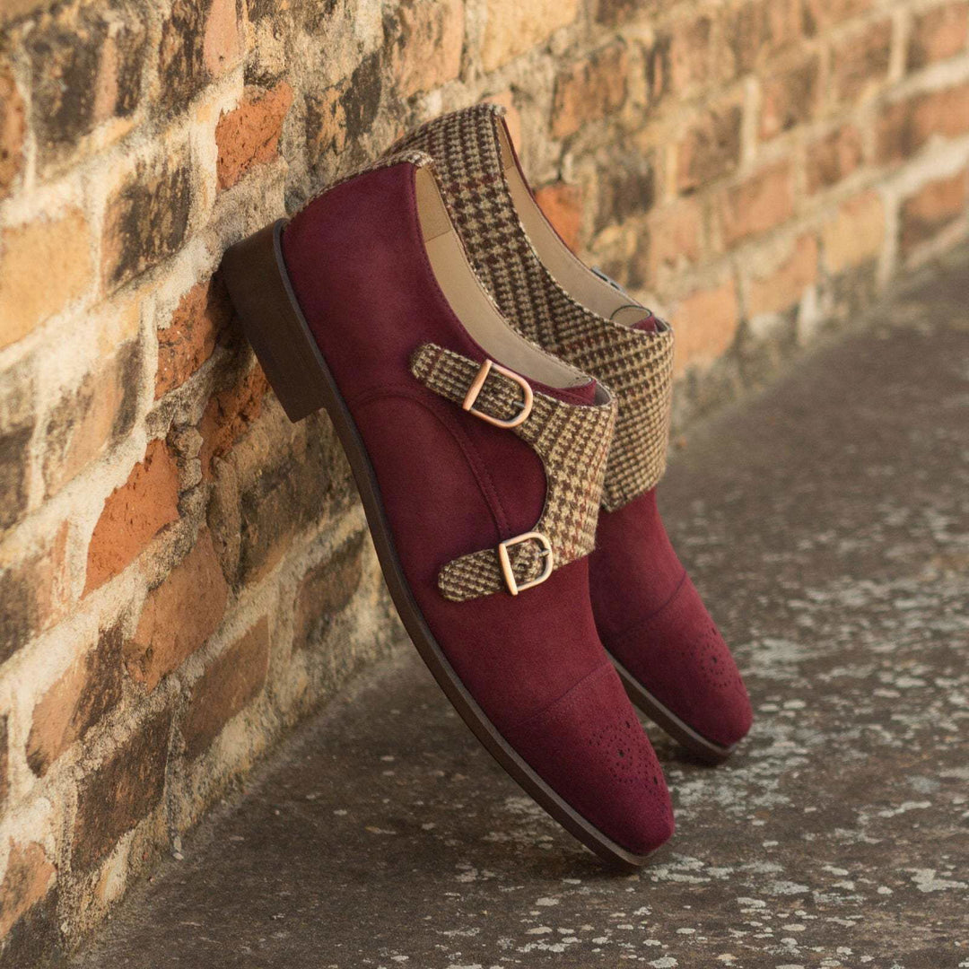 Double Monk-Kid Suede, Sartorial, Burgundy, Brown 1-MERRIMIUM--GID-1363-3087-wholesale