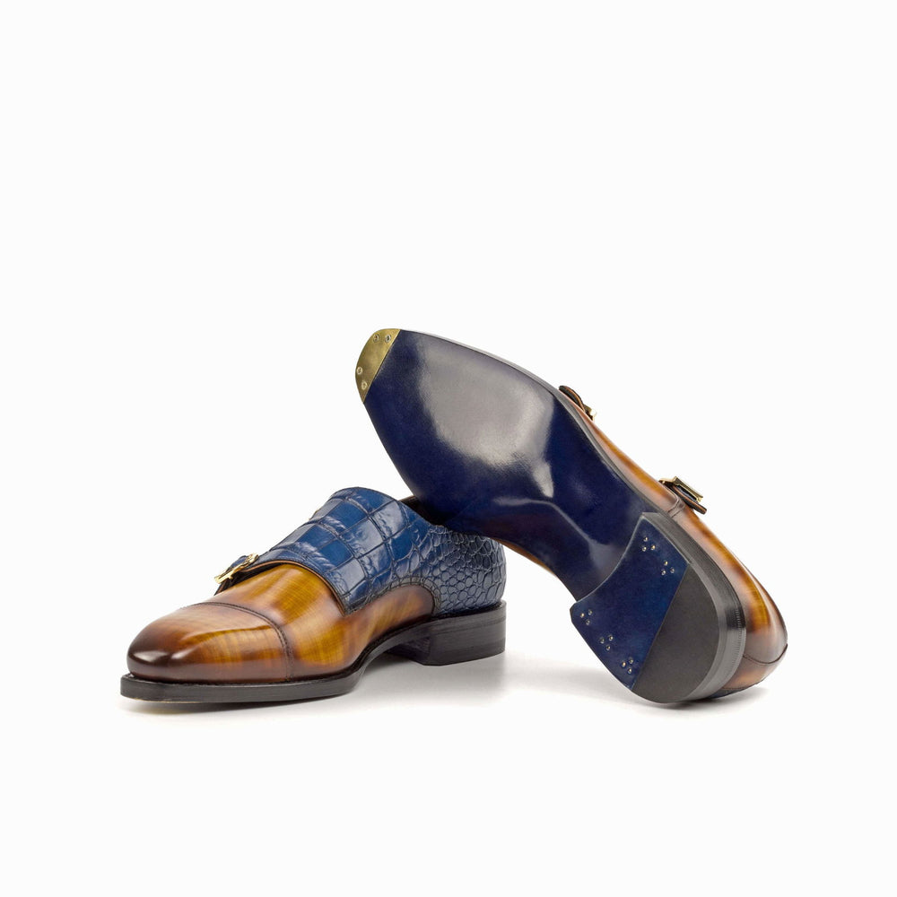 Double Monk-Painted Croco, Patina, Navy, Brown 2-MERRIMIUM-WS