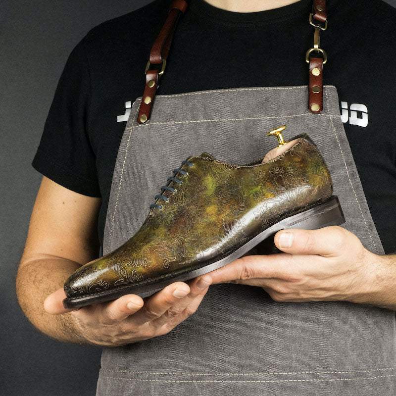 Floral Green Museum Patina Wholecut Goodyear Welt Shoes Limited Edition-Wholesale - MERRIMIUM