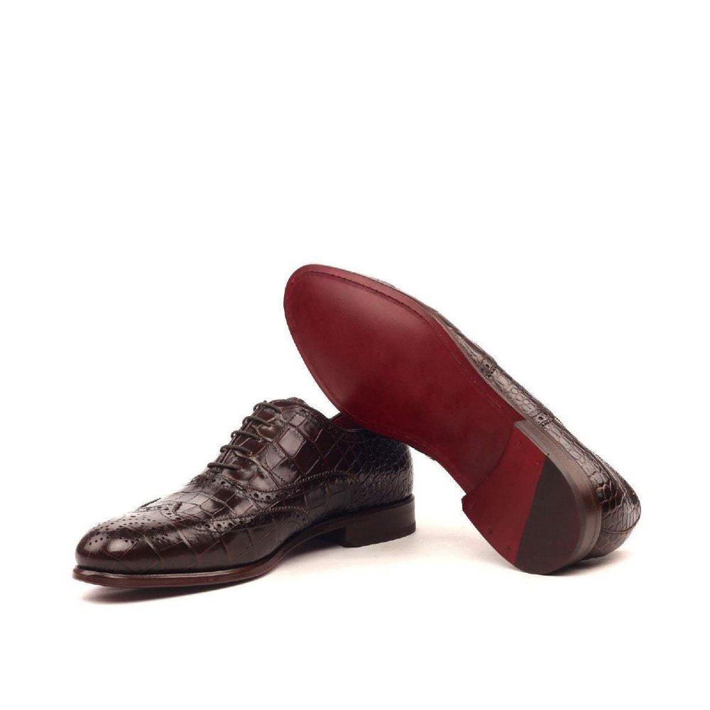 Full Brogue-Painted Croco, Brown 2-MERRIMIUM-wholesale