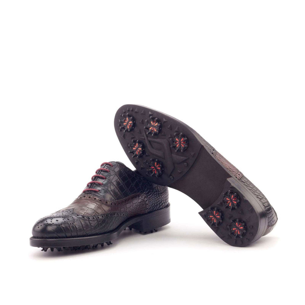 Full Brogue-Painted Croco, Brown, Black 2-MERRIMIUM-wholesale