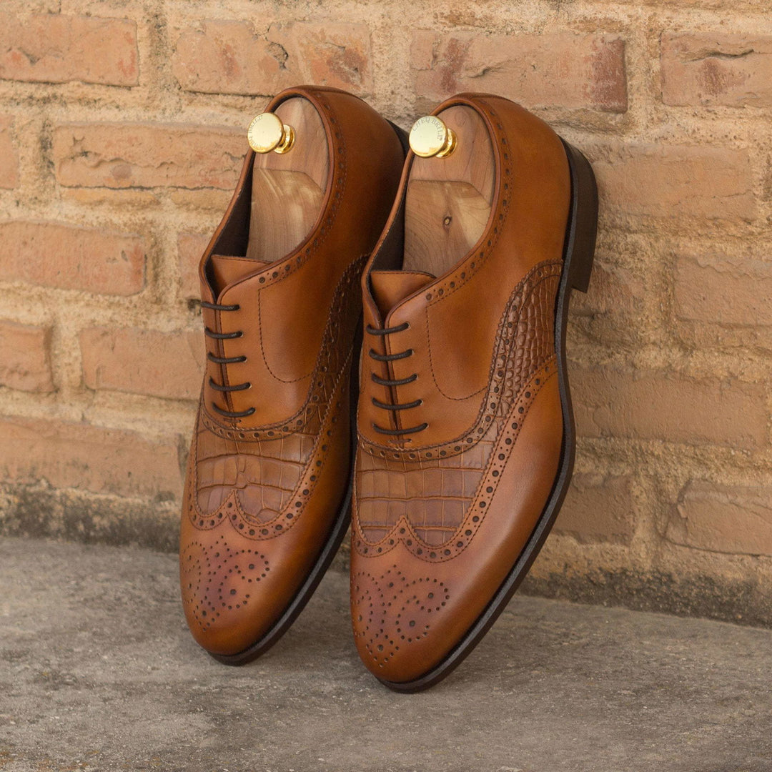 Full Brogue-Painted Croco, Painted Calf, Brown 1-MERRIMIUM-WS
