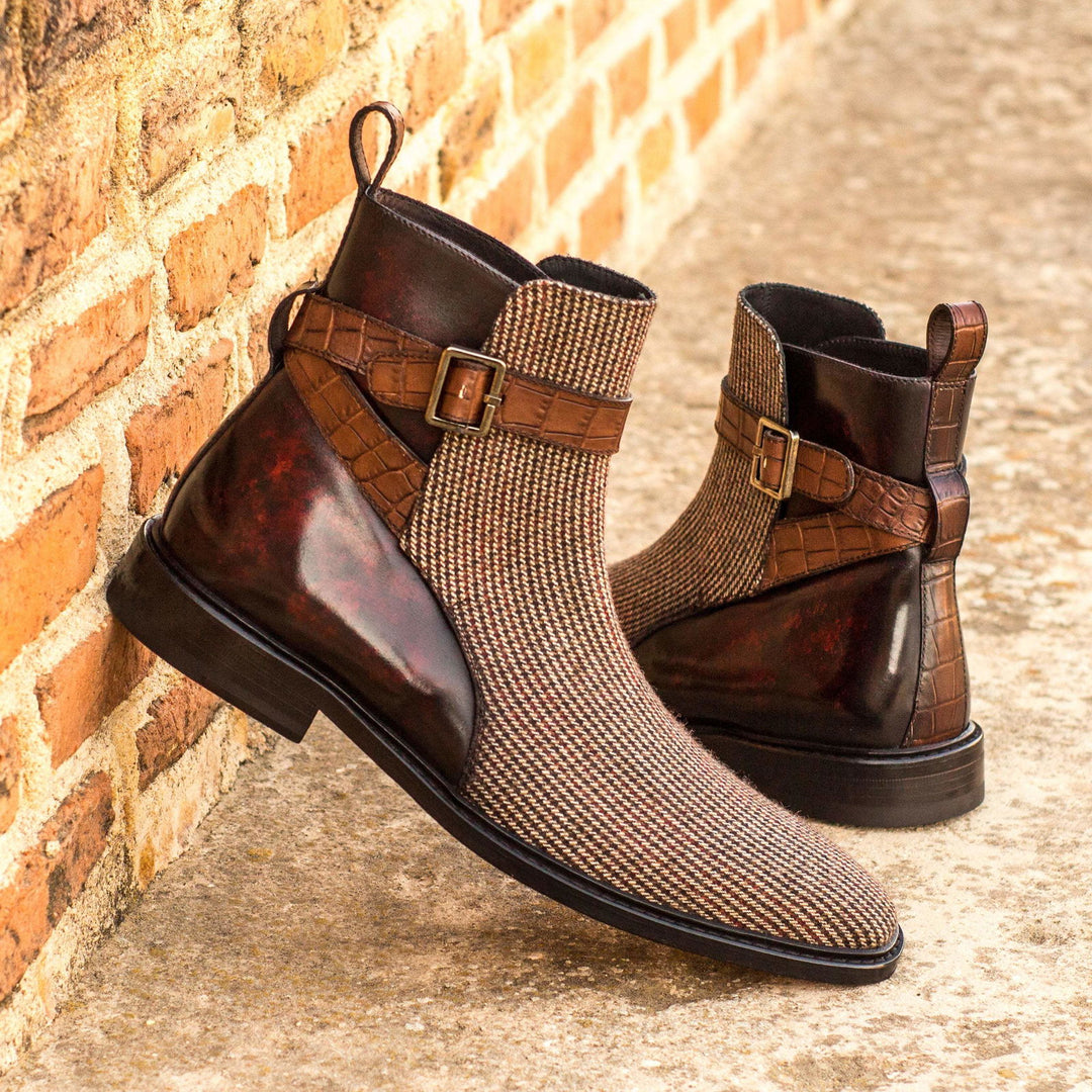 Jodhpur-Painted Croco, Patina, Sartorial, Burgundy, Brown 1-MERRIMIUM-WS