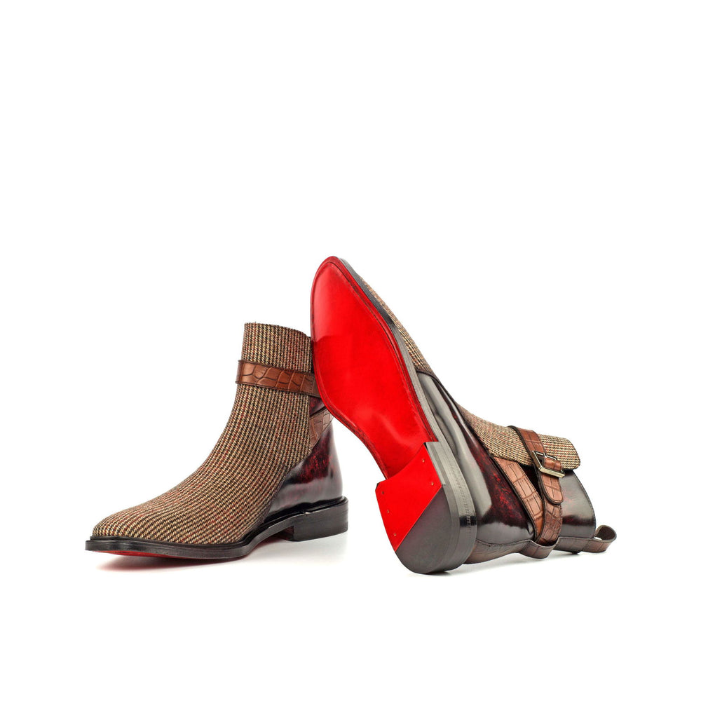 Jodhpur-Painted Croco, Patina, Sartorial, Burgundy, Brown 2-MERRIMIUM-WS