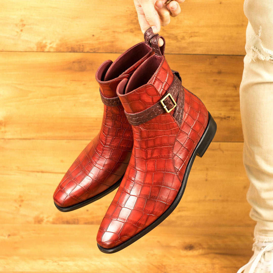 Jodhpur-Painted Croco, Red, Burgundy 1-MERRIMIUM-WS