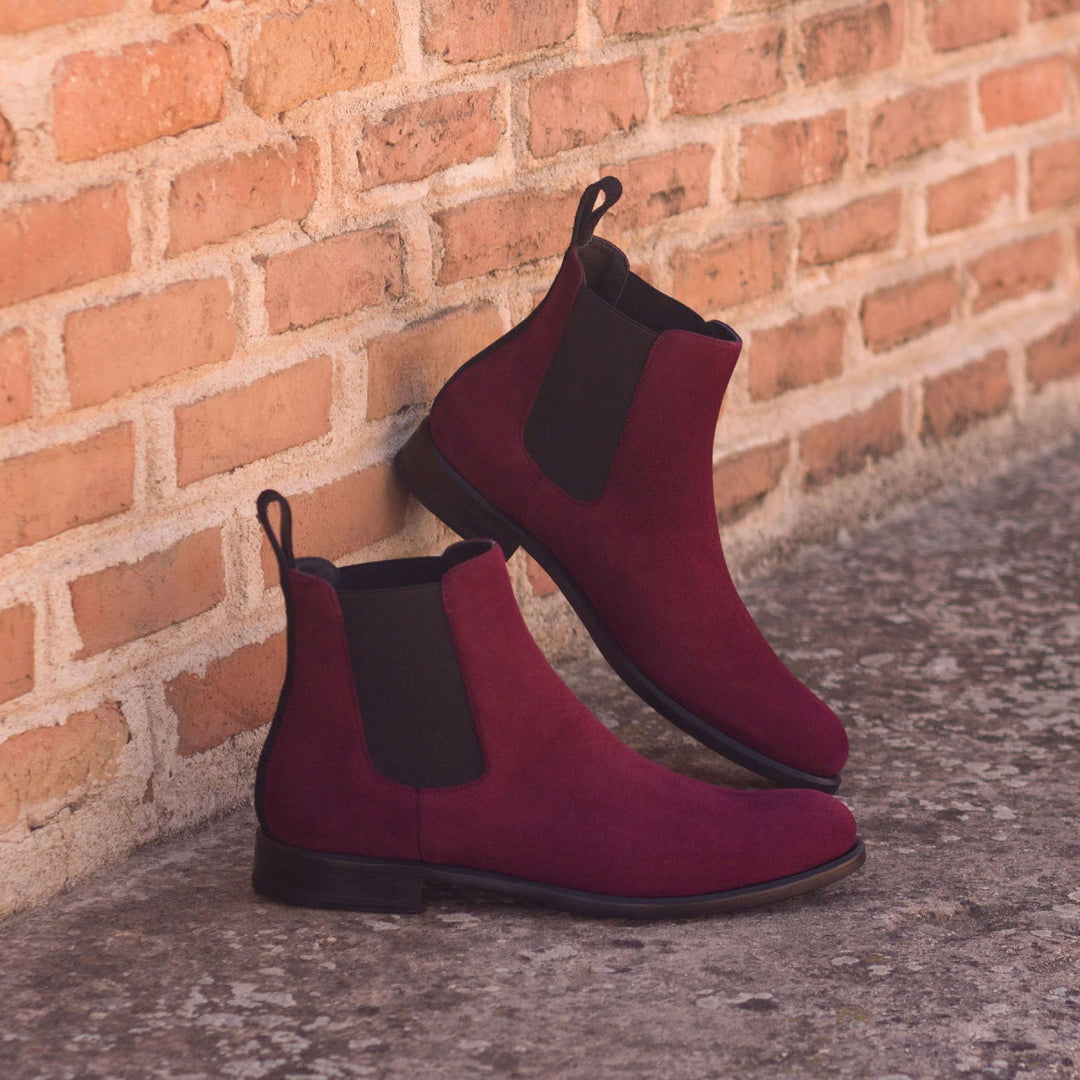 Ladies' Chelsea Boot-Kid Suede, Lux Suede, Burgundy, Black 1-MERRIMIUM--GID-2336-3064-wholesale