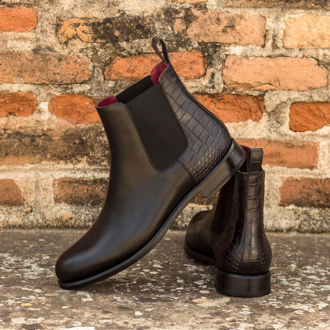 Ladies' Chelsea Boot-Painted Calf, Painted Croco, Black 1-MERRIMIUM--GID-2336-3074-wholesale