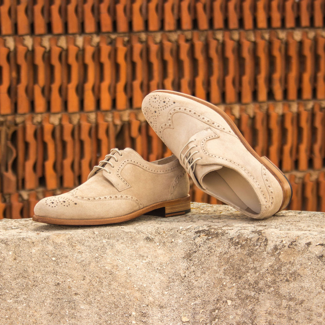 Ladies' Derby Wingtip-Kid Suede, Brown 1-MERRIMIUM-WS