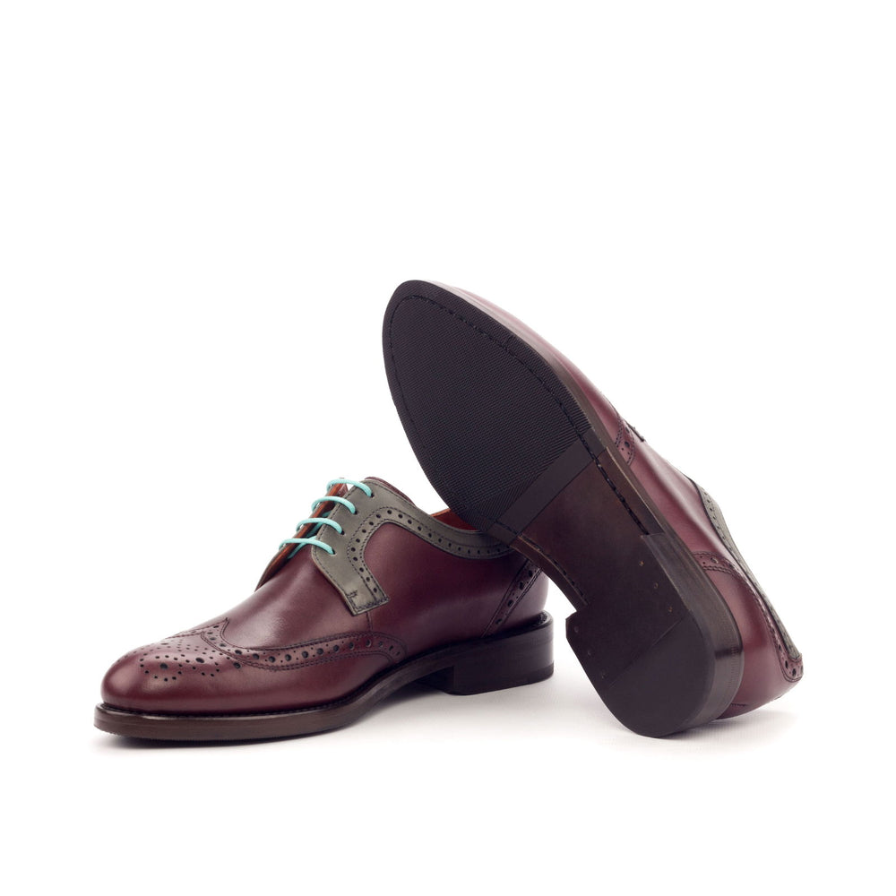 Ladies' Derby Wingtip-Painted Calf, Grey, Burgundy 2-MERRIMIUM-WS