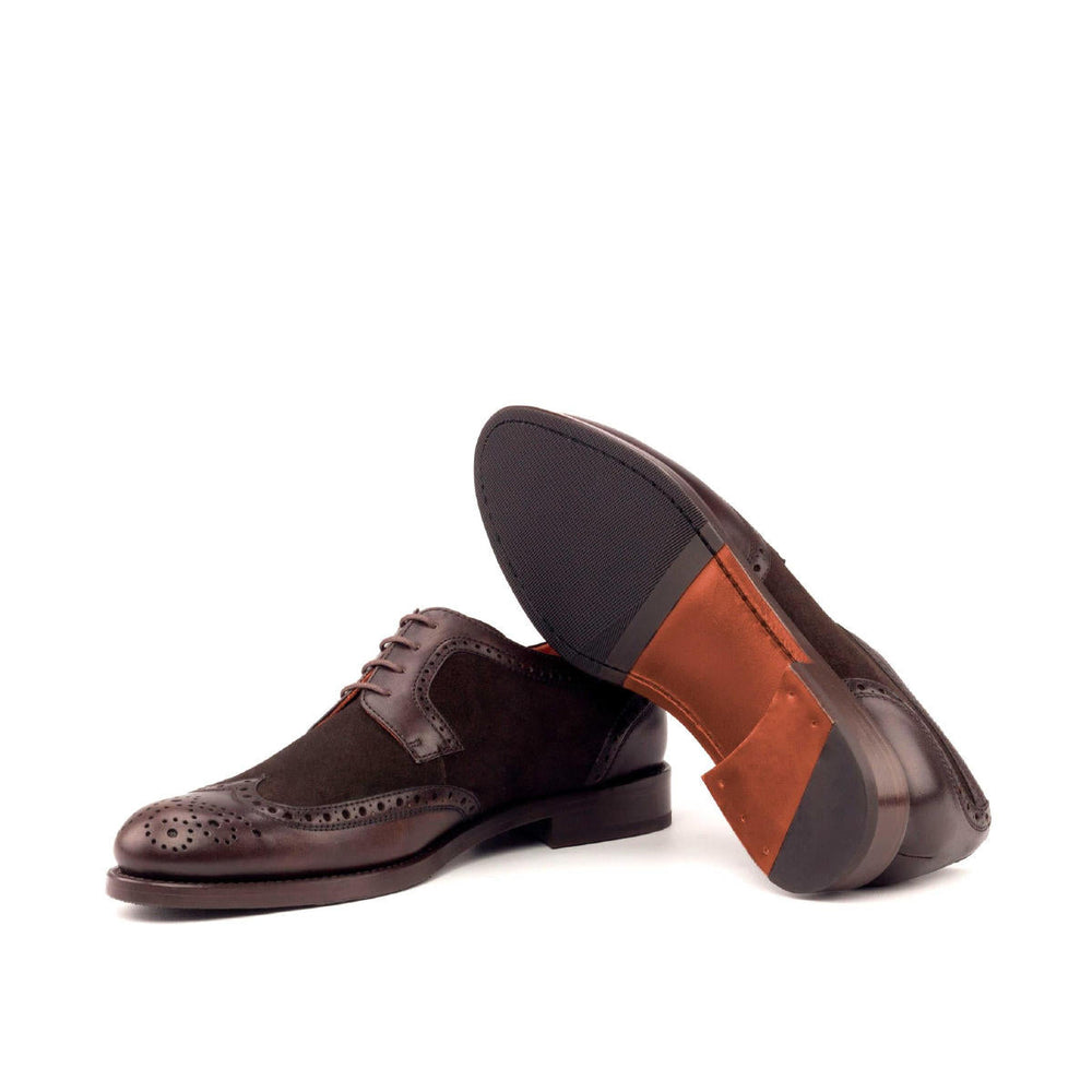 Ladies' Derby Wingtip-Painted Calf, Lux Suede, Dark Brown 2-MERRIMIUM-wholesale