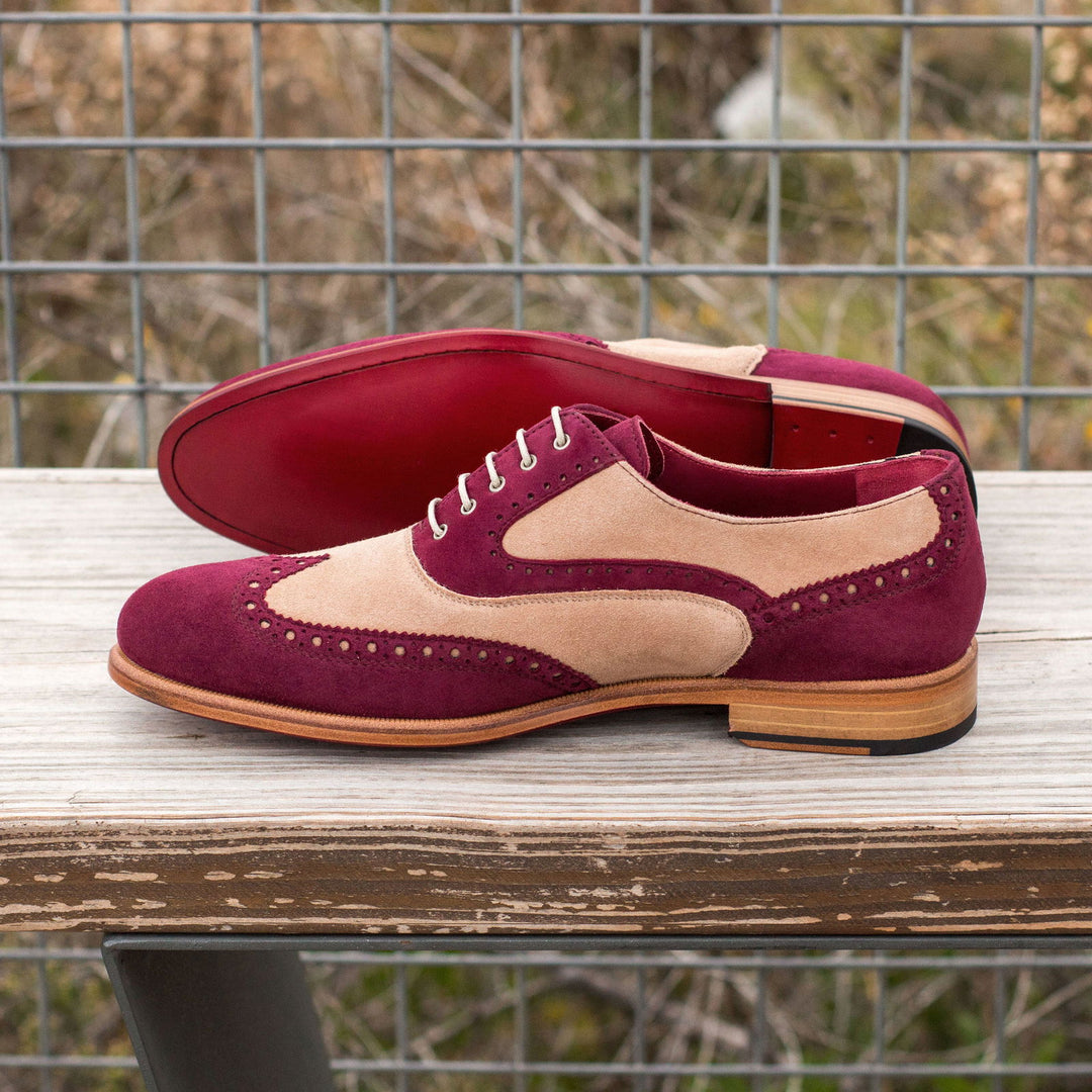 Ladies' Full Brogue-Kid Suede, Burgundy, Brown 1-MERRIMIUM-WS