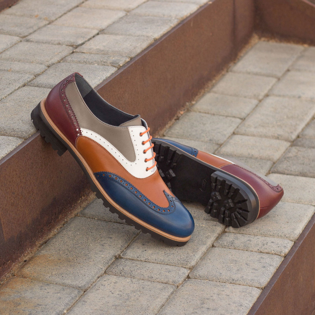 Ladies' Full Brogue-Painted Calf, Box Calf, Blue, Grey, Burgundy, White, Brown 1-MERRIMIUM-WS