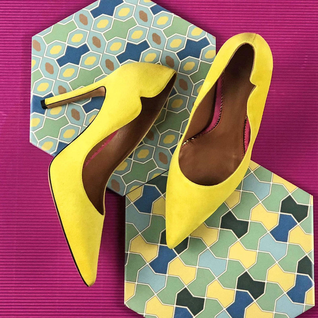 Ladies' Genoa-Italian Suede, Lemon Yellow 1-MERRIMIUM-WS