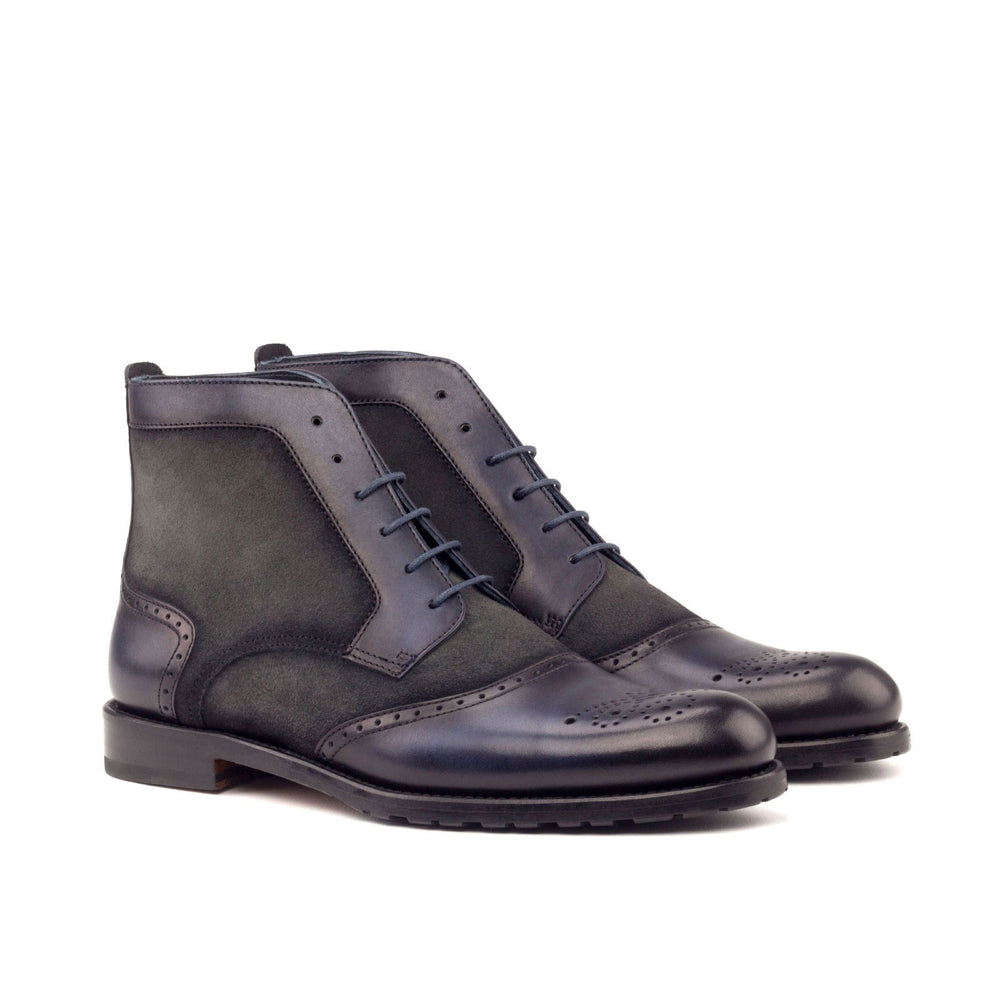 Ladies' Lace Up Brogue Boot-Painted Calf, Lux Suede, Grey 2-MERRIMIUM-wholesale