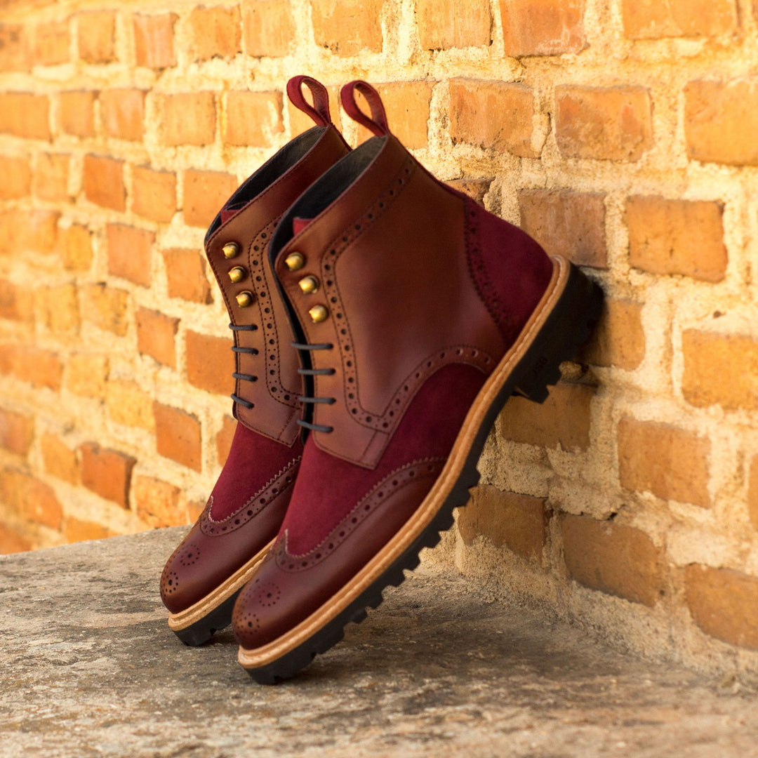 Ladies' Military Brogue-Kid Suede, Painted Calf, Box Calf, Burgundy 1-MERRIMIUM-WS