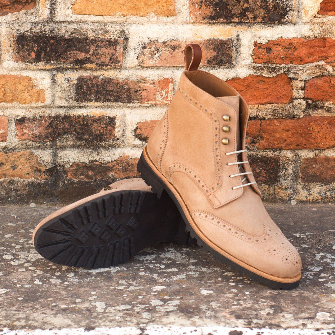 Ladies' Military Brogue-Kid Suede, Painted Calf, Brown 1-MERRIMIUM-WS