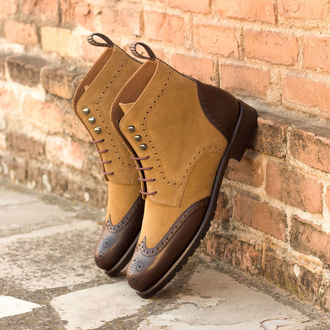 Ladies' Military Brogue-Lux Suede, Box Calf, Sartorial, Dark Brown, Brown 1-MERRIMIUM-WS