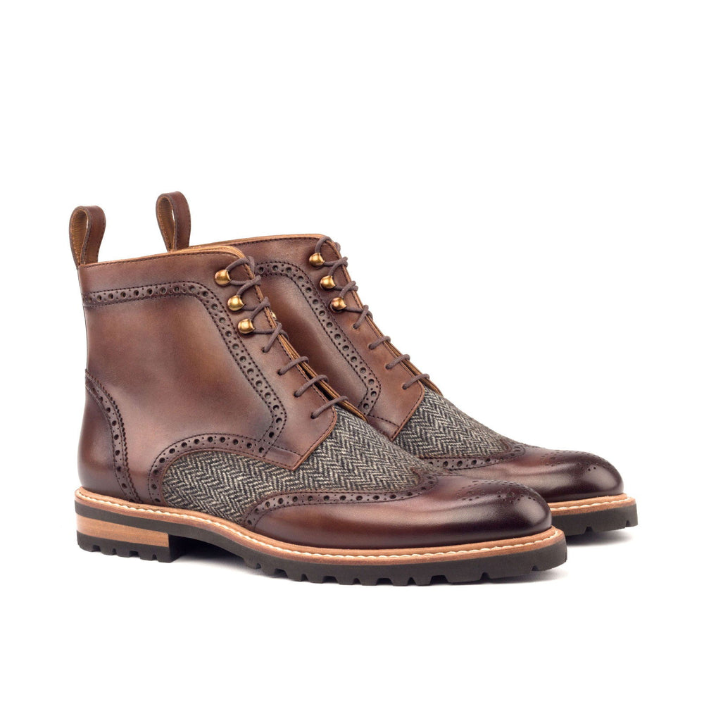 Ladies' Military Brogue-Painted Calf, Sartorial, Brown, Grey 2-MERRIMIUM-wholesale