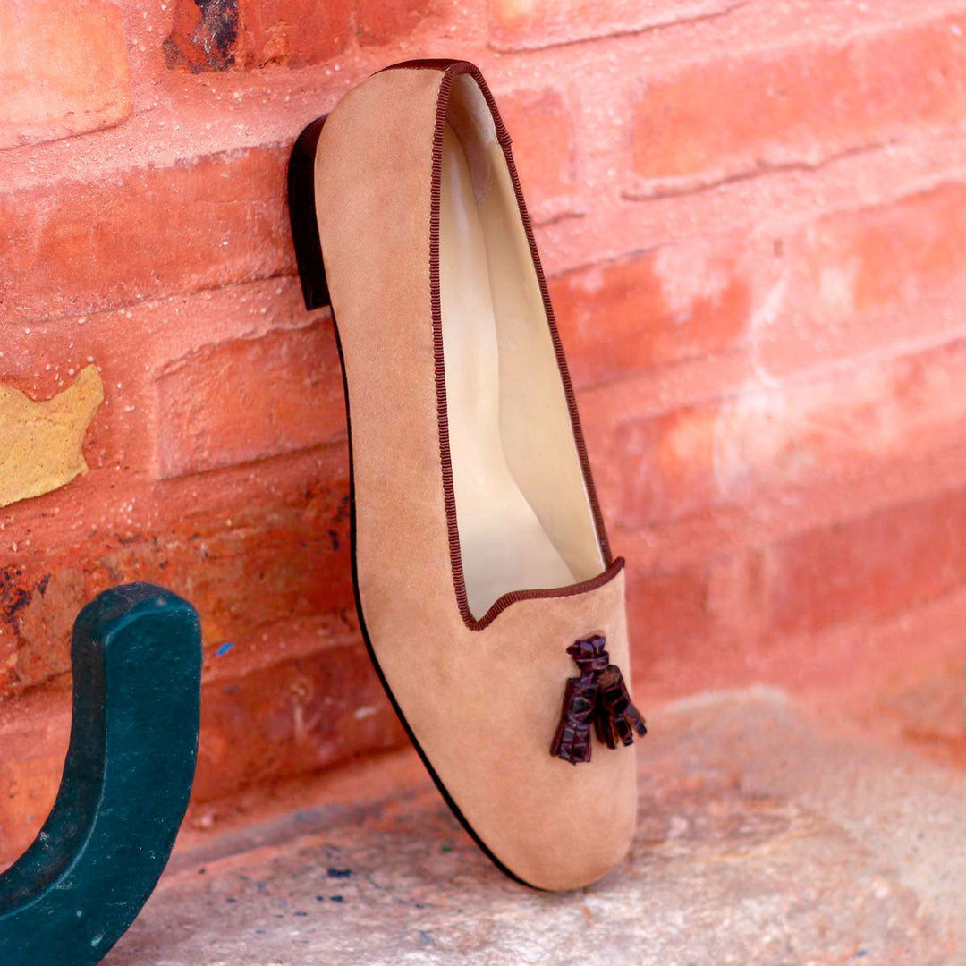 Ladies' Rose-Painted Croco, Grossgrain, Suede, Brown 1-MERRIMIUM--GID-1388-1919-wholesale