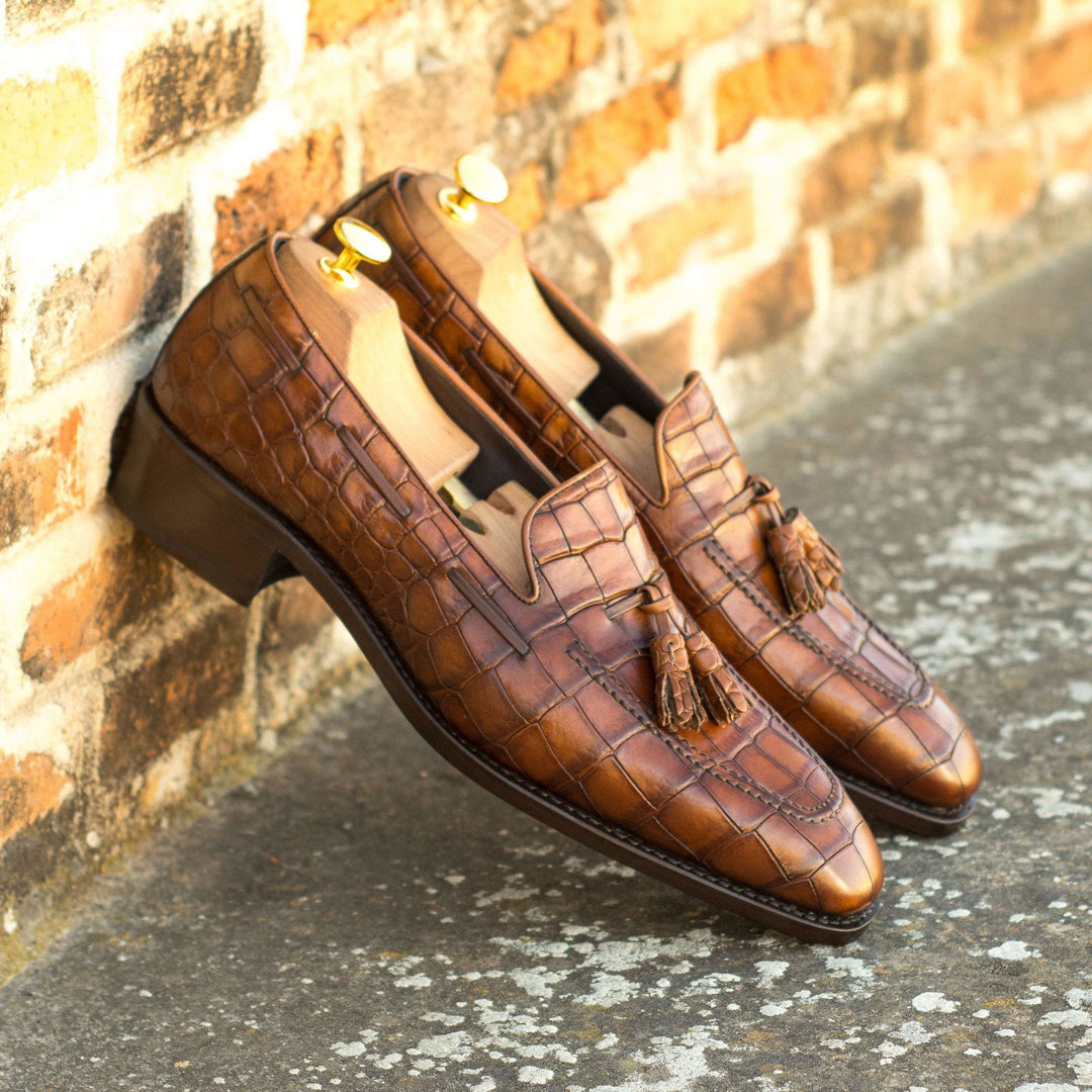 Loafer-Box Calf, Painted Croco, Brown 1-MERRIMIUM-WS