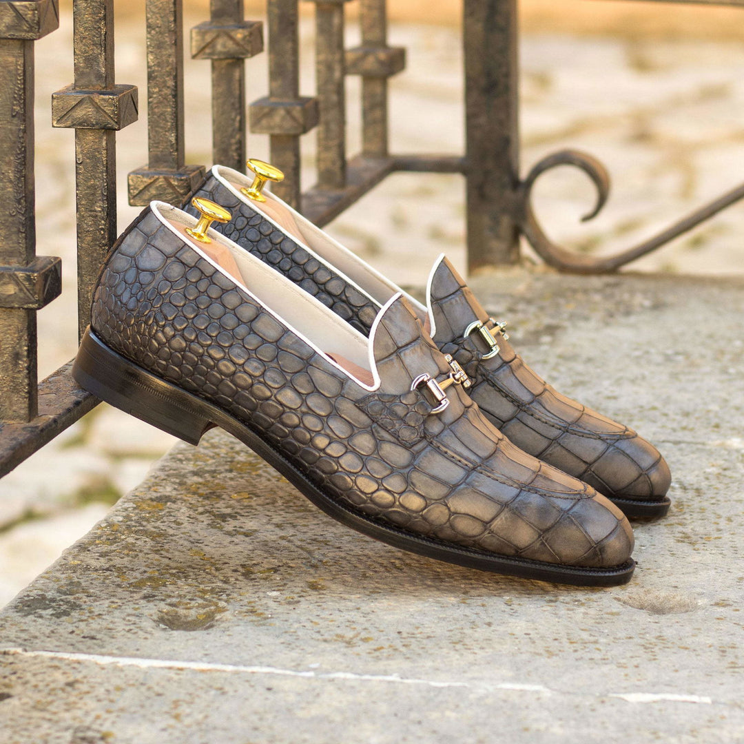 Loafer-Box Calf, Painted Croco, Grey, White, Black 1-MERRIMIUM-WS