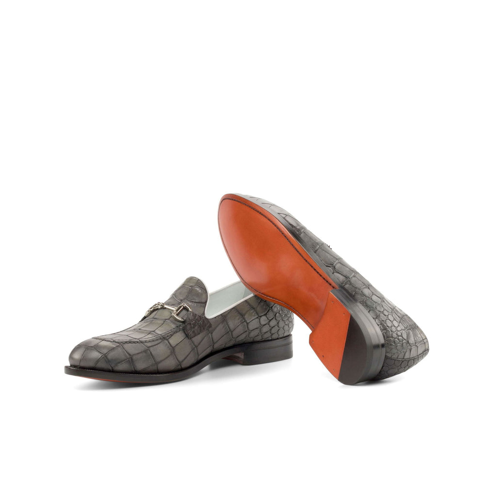 Loafer-Box Calf, Painted Croco, Grey, White, Black 2-MERRIMIUM-WS