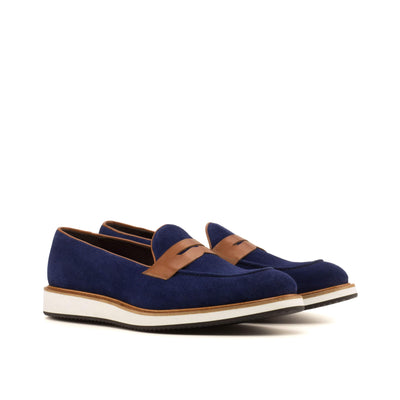 Loafer-Suede, Painted Calf, Blue, Brown 3-MERRIMIUM