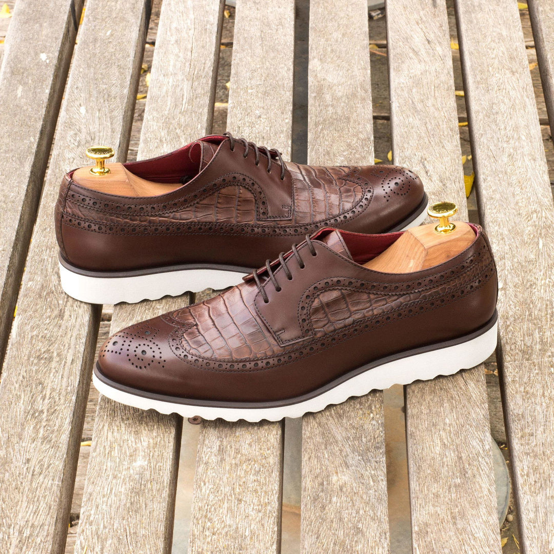 Longwing Blucher-Box Calf, Painted Croco, Dark Brown, Brown 1-MERRIMIUM-WS