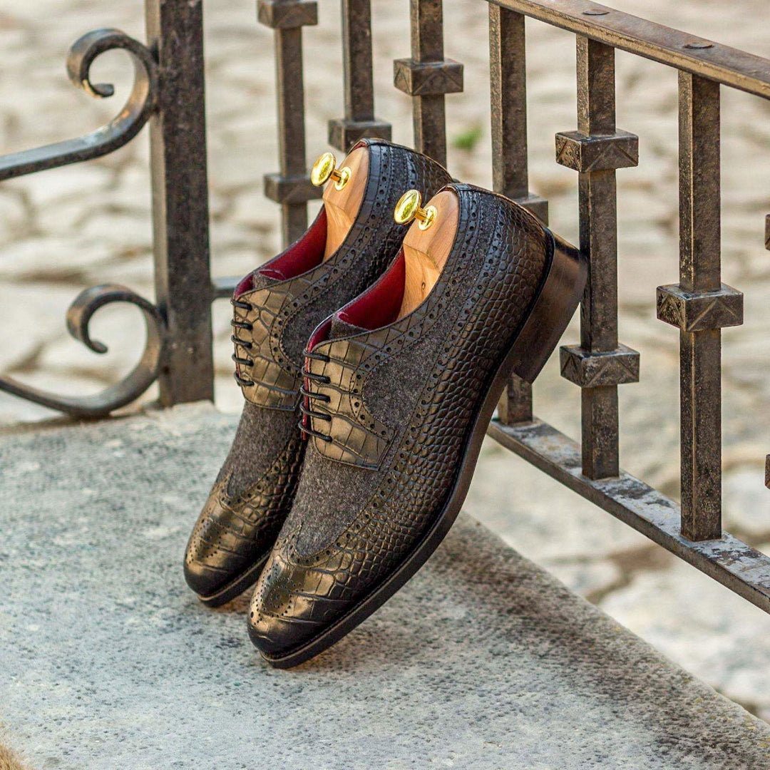 Longwing Blucher-Flannel, Painted Croco, Grey, Black 1-MERRIMIUM--GID-1536-2999-wholesale