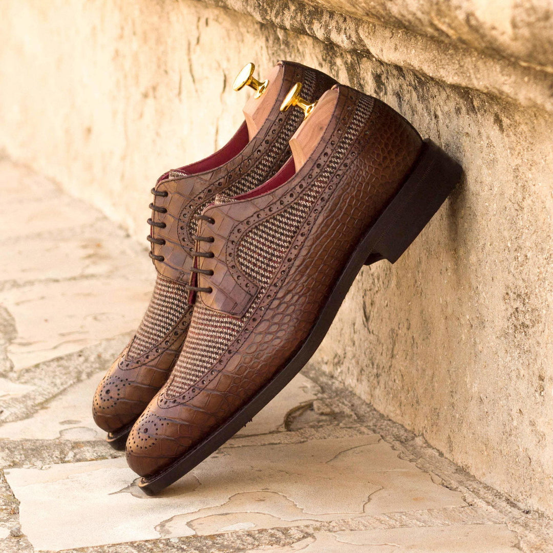 Longwing Blucher-Painted Croco, Sartorial, Brown 1-MERRIMIUM-WS